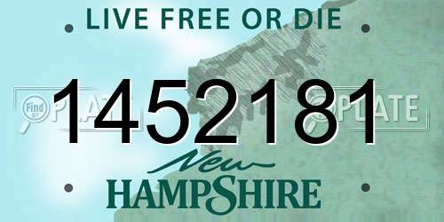1452181 New Hampshire License Plate