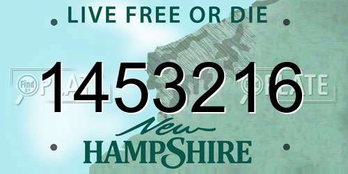 1453216 New Hampshire License Plate