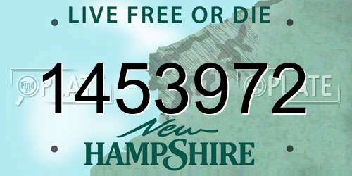 1453972 New Hampshire License Plate