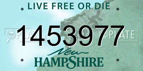 1453977 New Hampshire License Plate