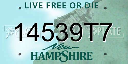 14539T7 New Hampshire License Plate