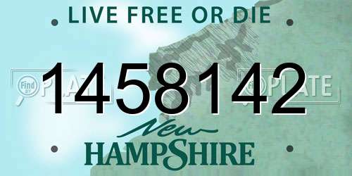 1458142 New Hampshire License Plate