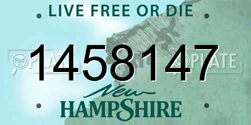 1458147 New Hampshire License Plate