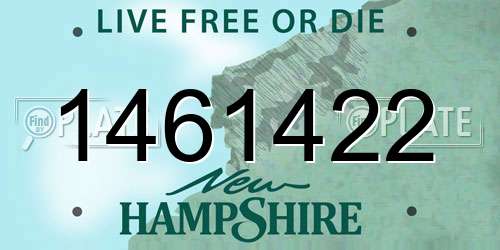 1461422 New Hampshire License Plate