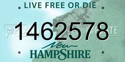 1462578 New Hampshire License Plate