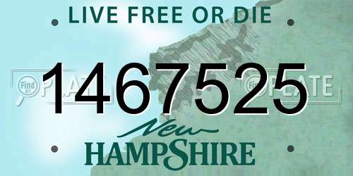 1467525 New Hampshire License Plate