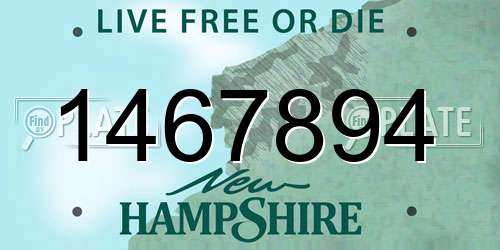 1467894 New Hampshire License Plate