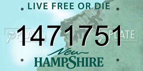 1471751 New Hampshire License Plate