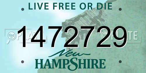 1472729 New Hampshire License Plate