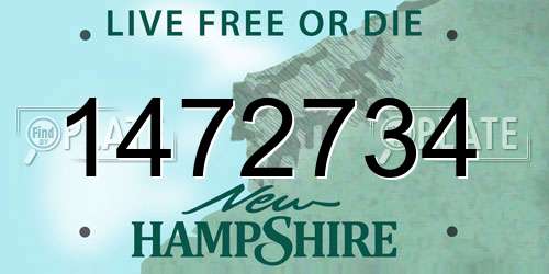 1472734 New Hampshire License Plate