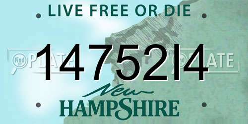 14752I4 New Hampshire License Plate