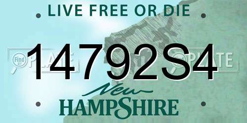 14792S4 New Hampshire License Plate