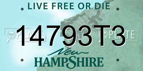 14793T3 New Hampshire License Plate