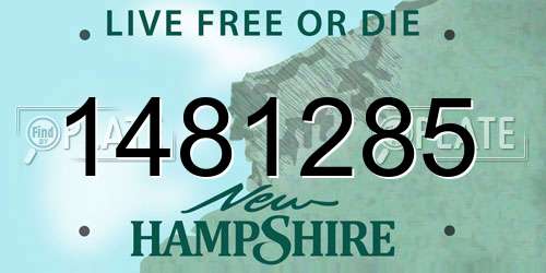 1481285 New Hampshire License Plate