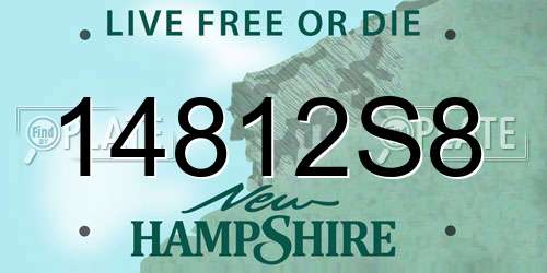 14812S8 New Hampshire License Plate