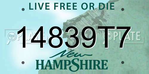 14839T7 New Hampshire License Plate