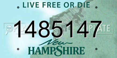 1485147 New Hampshire License Plate