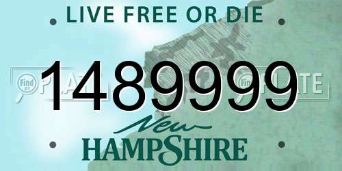 1489999 New Hampshire License Plate
