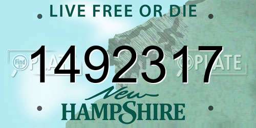 1492317 New Hampshire License Plate