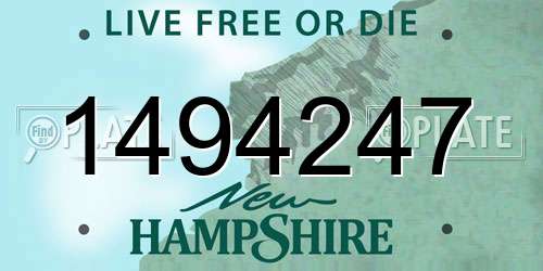 1494247 New Hampshire License Plate