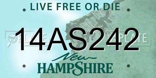 14AS242 New Hampshire License Plate