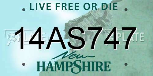 14AS747 New Hampshire License Plate