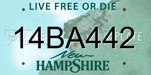 14BA442 New Hampshire License Plate
