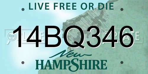 14BQ346 New Hampshire License Plate