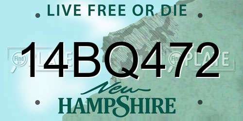 14BQ472 New Hampshire License Plate