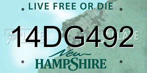 14DG492 New Hampshire License Plate
