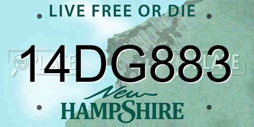 14DG883 New Hampshire License Plate