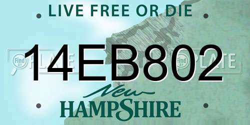 14EB802 New Hampshire License Plate