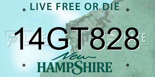 14GT828 New Hampshire License Plate