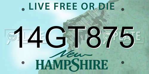 14GT875 New Hampshire License Plate