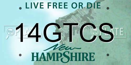 14GTCS New Hampshire License Plate
