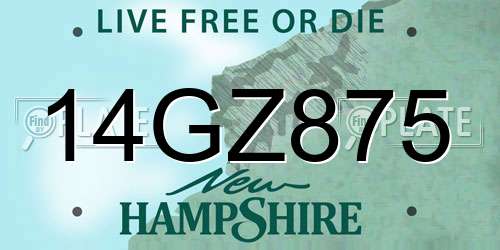 14GZ875 New Hampshire License Plate