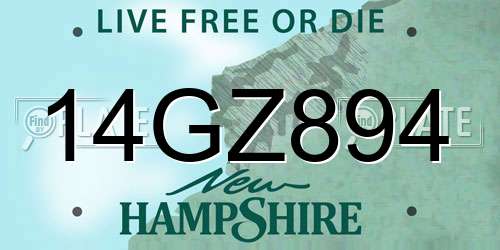 14GZ894 New Hampshire License Plate