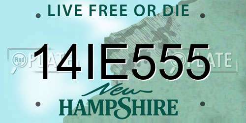 14IE555 New Hampshire License Plate