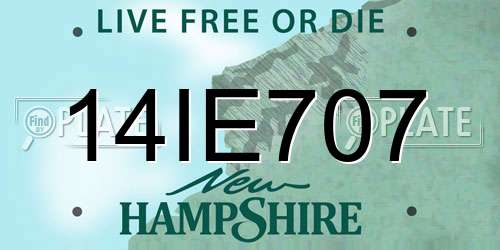 14IE707 New Hampshire License Plate