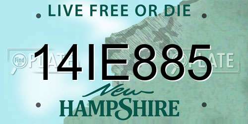 14IE885 New Hampshire License Plate