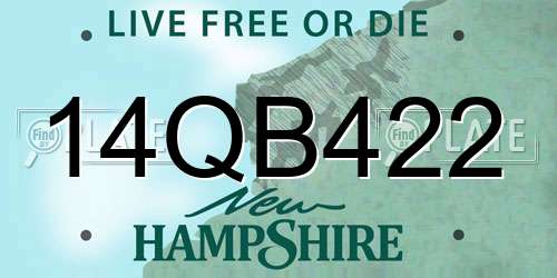 14QB422 New Hampshire License Plate
