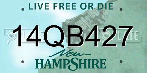 14QB427 New Hampshire License Plate