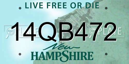 14QB472 New Hampshire License Plate