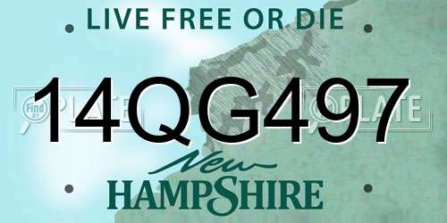 14QG497 New Hampshire License Plate