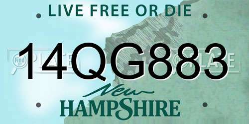 14QG883 New Hampshire License Plate