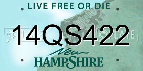 14QS422 New Hampshire License Plate