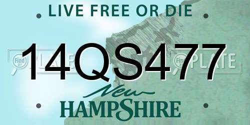 14QS477 New Hampshire License Plate