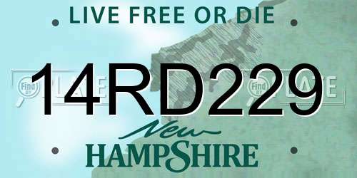14RD229 New Hampshire License Plate