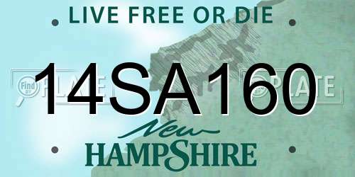 14SA160 New Hampshire License Plate