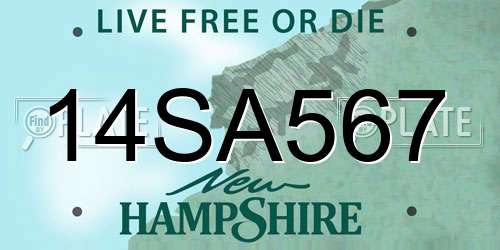 14SA567 New Hampshire License Plate
